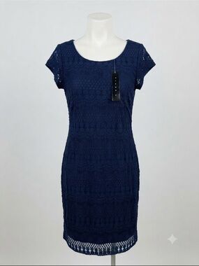 Tiana B. Navy Lace Sheath Dress